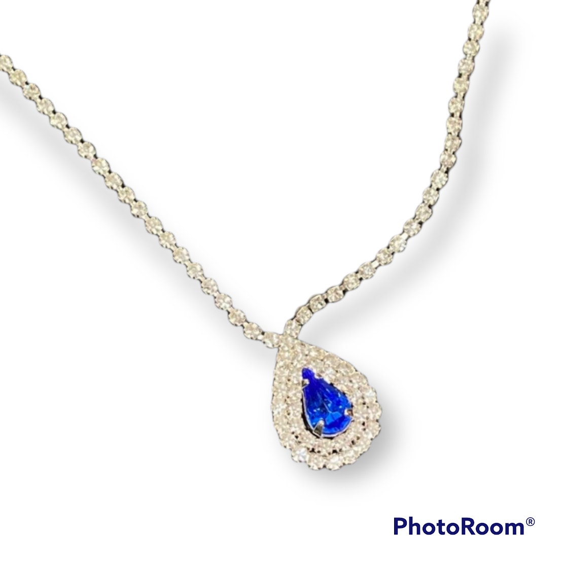 Blue Accent Rhinestone Necklace 15$